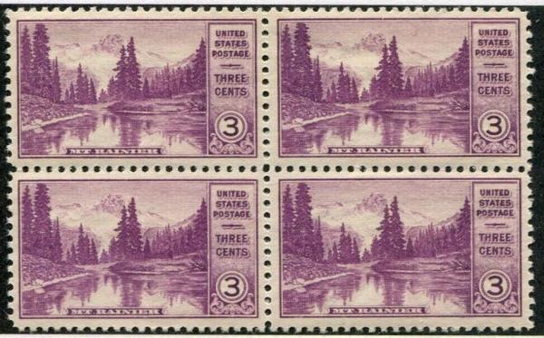 United States | Mount Rainier National Park Block of Four 3-Cent United States Postage Stamps Issued 1934 Stamp United States