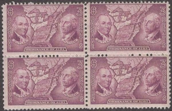 United States | Northwest Ordinance Block of Four 3-Cent United States Postage Stamps Issued 1937 Stamp United States