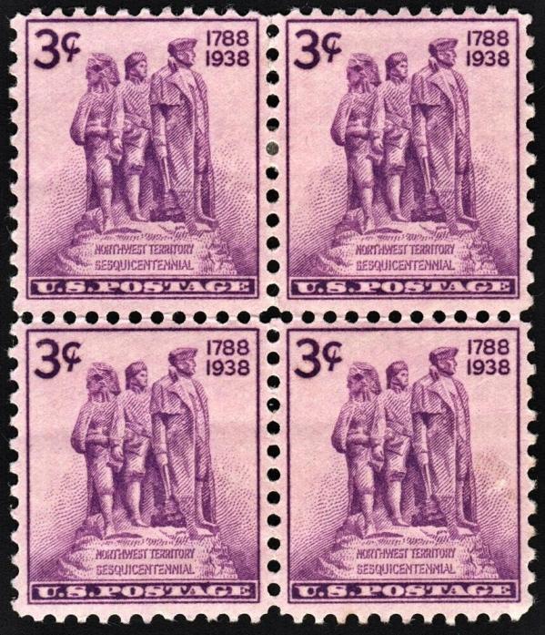 United States | Northwest Territory Block of Four 3-Cent United States Postage Stamps Issued 1938 Stamp United States