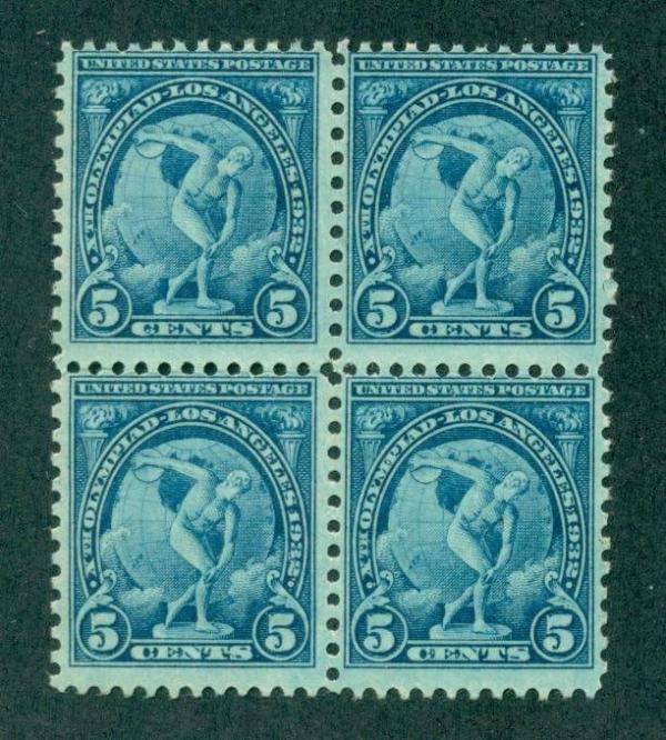 United States | Olympian Discus Thrower Block of Four 5-Cent US Postage Stamps Issued 1932 Stamp United States