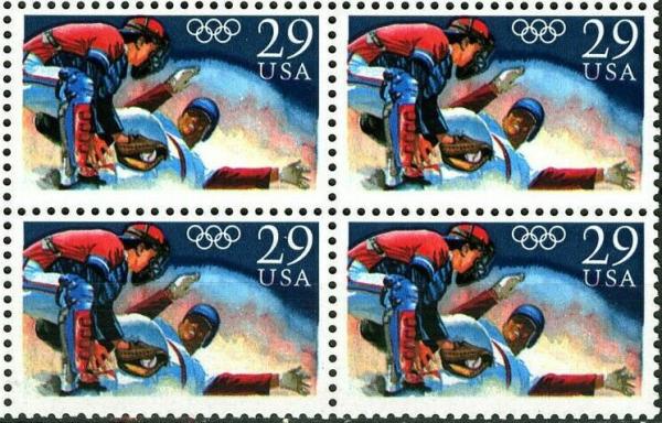 United States | Olympic Baseball Block of Four 29-Cent United States Postage Stamps Issued 1992 Stamp United States