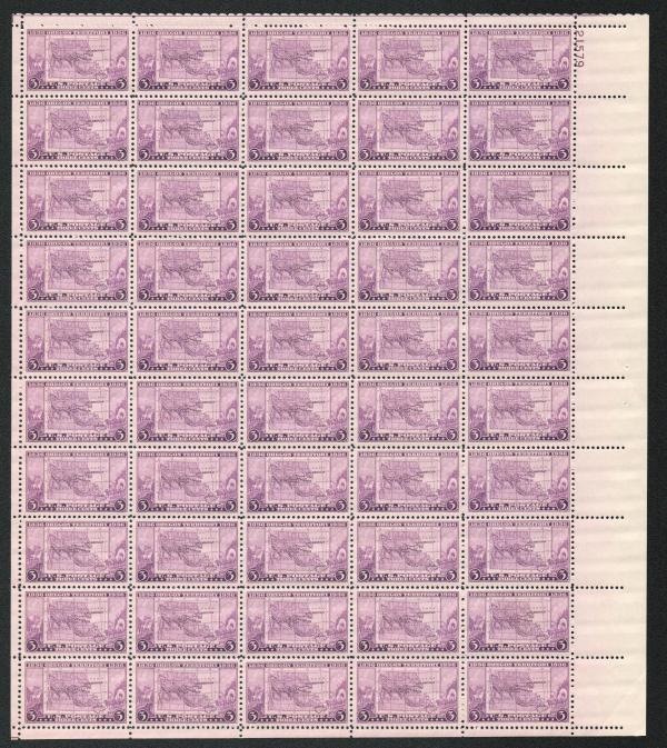 United States | Oregon Territory Centennial Sheet of Fifty 3-Cent US Postage Stamps Issued 1936 Stamp United States