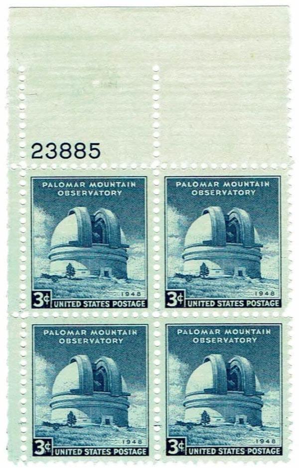 United States | Palomar Observatory Plate Block of Four 3-Cent United States Postage Stamps Issued 1948 Stamp United States