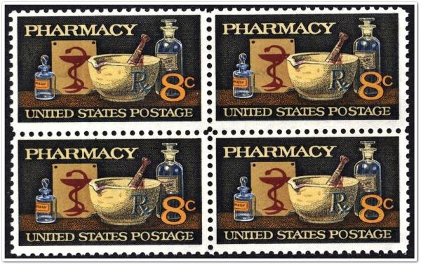 United States | Pharmacy Block of Four 8-Cent United States Postage Stamps Stamp United States