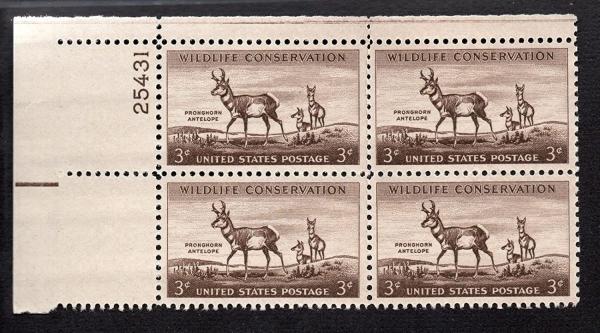 United States | Pronghorn Antelope Plate Block of Four 3-Cent United States Postage Stamps Stamp United States