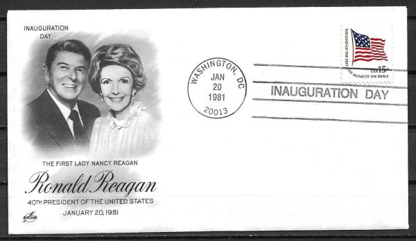 United States | Ronald and Nancy Reagan Collectible Inauguration Day Cover 1981 Washington DC Postmark Stamp United States