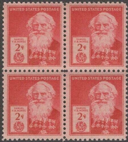 United States | Samuel F B Morse Block of Four 2-Cent US Postage Stamps Issued 1940 Stamp United States