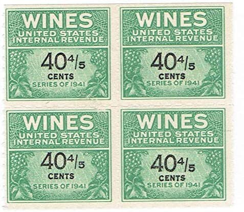 United States | Series of 1941 Block of Four United States Wine Revenue Stamps Mint Stamp United States