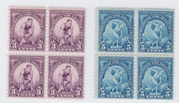 United States | Tenth Summer Olympic Games Two Blocks of Four United States Postage Stamps Issued 1932 Stamp United States