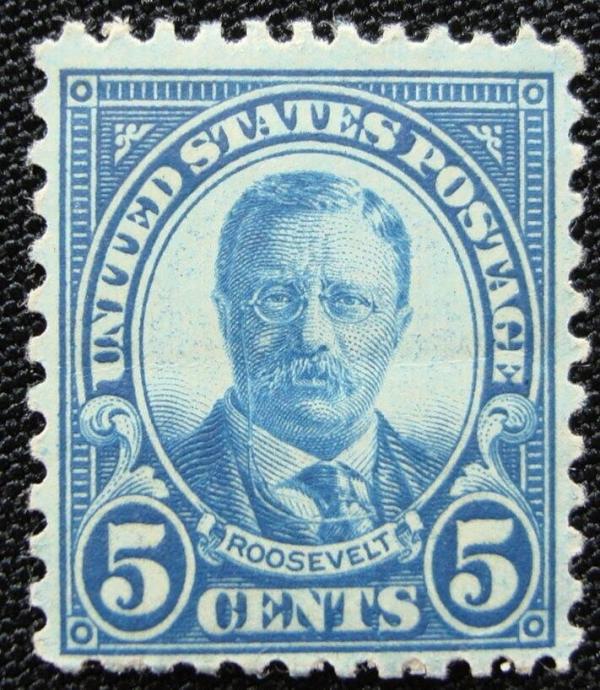 United States | Theodore Roosevelt 5-Cent United States Postage Stamp Issued 1927 Blue Stamp Blue