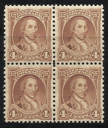 United States | Washington Bicentennial Block of Four 4-Cent United States Postage Stamps Issued 1932 Stamp United States