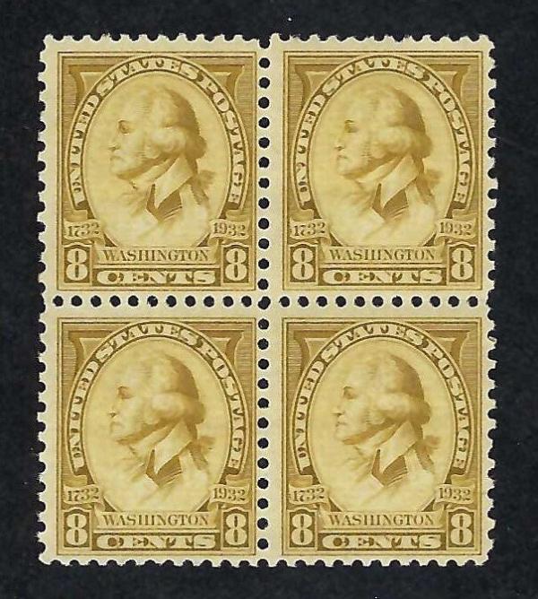 United States | Washington Bicentennial Block of Four 8-Cent United States Postage Stamps Issued 1932 Stamp United States