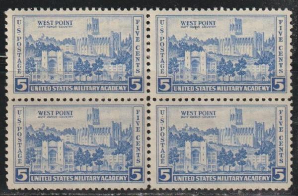 United States | West Point Block of Four 5-Cent United States Postage Stamps Issued 1937 Stamp United States