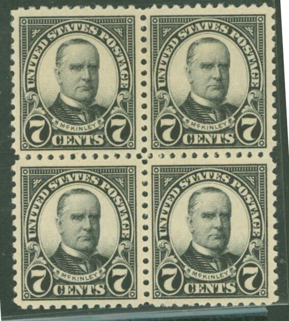 United States | William McKinley Block of Four 7-Cent United States Postage Stamps Issued 1923 Black Stamp Black