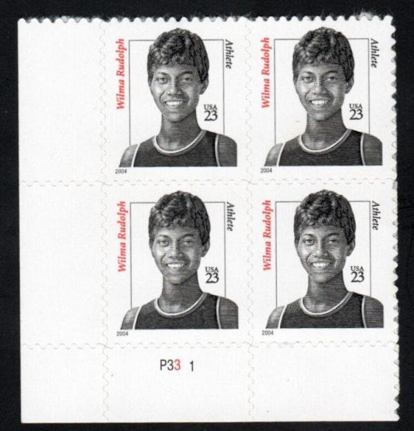 United States | Wilma Rudolph Plate Block of Four 23-Cent United States Postage Stamps Issued 2004 Stamp United States