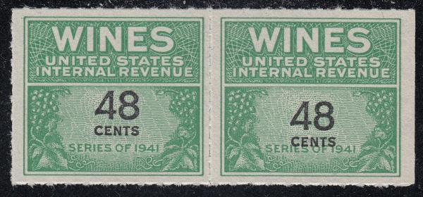 United States | Wine Revenue Stamps 48-Cents Pair United States Issued 1942 Stamp United States