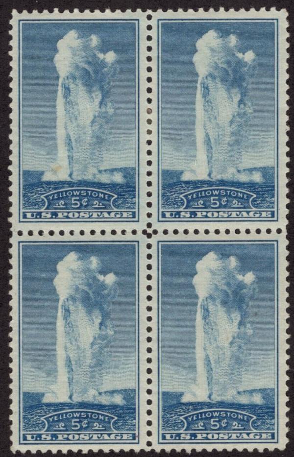 United States | Yellowstone National Park Block of Four 5-Cent United States Postage Stamps Issued 1934 Stamp United States