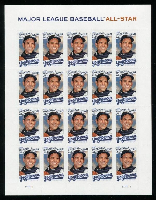 United States | Yogi Berra MLB Sheet of Twenty Forever Stamps USA 2021 Mint Never Hinged Stamp United States