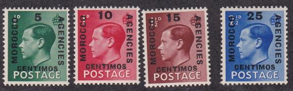 Britain and Ireland | King Edward VIII Set of Four Great Britain Morocco Agencies Postage Stamps Issued 1936 Britain & Ireland Britain & Ireland