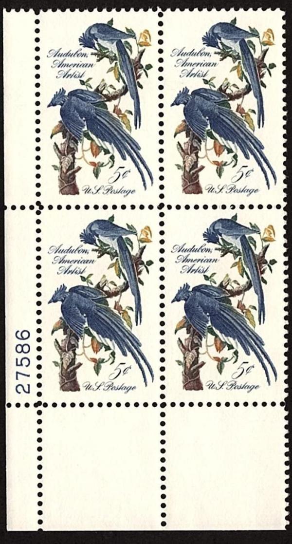 United States | 1963 John James Audubon American Artist Plate Block of Four 5-Cent United States Postage Stamps Stamp United States