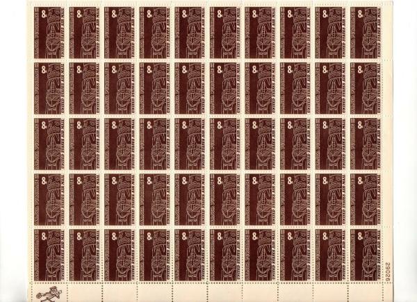 United States | Alaska Totem Pole Sheet of Fifty 8-Cent United States Air Mail Postage Stamps Issued 1967 Stamp United States