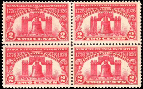 United States | Liberty Bell Sesquicentennial Block of Four 2-Cent United States Postage Stamps Stamp United States