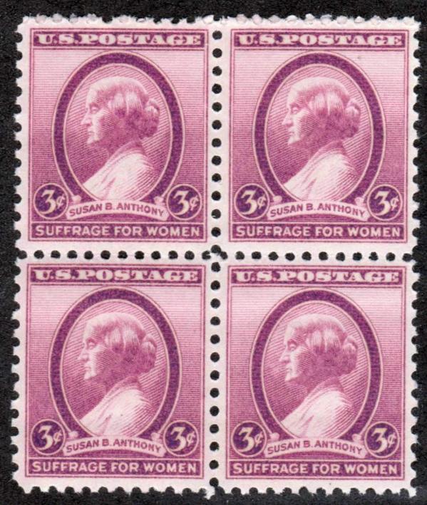 United States | Susan B Anthony Block of Four 3-Cent United States Postage Stamps Issued 1936 Stamp United States