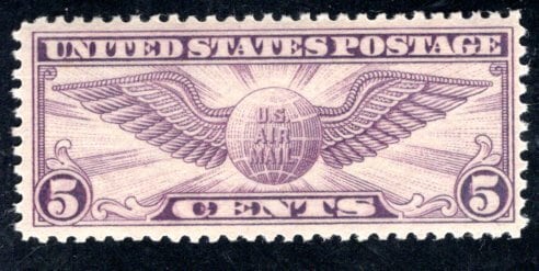 United States | Winged Globe 5-Cent United States Air Mail Postage Stamp Issued 1931 Violet Stamp United States