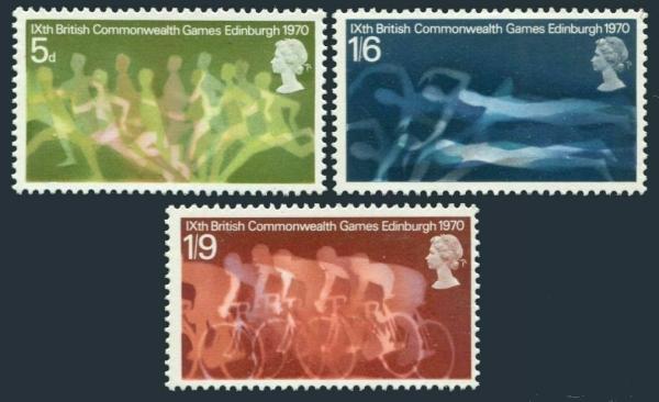 Britain and Ireland | British Commonwealth Games Set of Three Great Britain Postage Stamps Issued 1970 Britain & Ireland Britain & Ireland