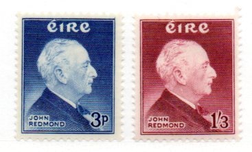 Britain and Ireland | John Redmond Set of Two Ireland Postage Stamps Issued 1957 Dark blue and Brown purple Stamp Britain & Ireland