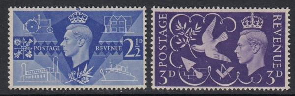 Britain and Ireland | King George VI Peace and Victory Set of Two Great Britain Postage Stamps Issued 1946 Britain & Ireland Britain & Ireland