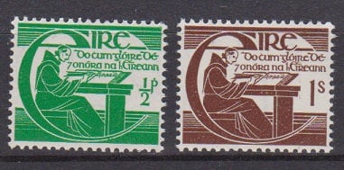 Britain and Ireland | Michael O’Clery Set of Two Ireland Postage Stamps Issued 1944 Green and Red Brown Britain & Ireland Britain & Ireland