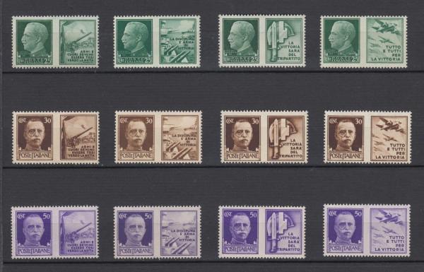 Europe | 1942 World War II Slogans Set of Twelve Italy Postage Stamps Mint Never Hinged Europe Europe