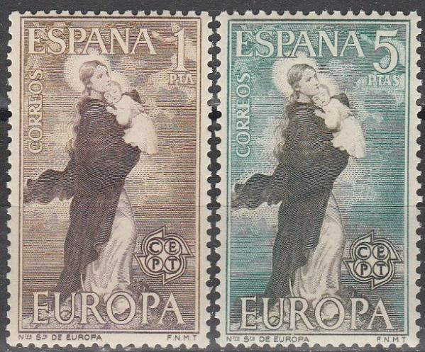 Europe | 1963 Our Lady of Europe Set of Two Spain Europa Postage Stamps Mint Never Hinged Europe Europe