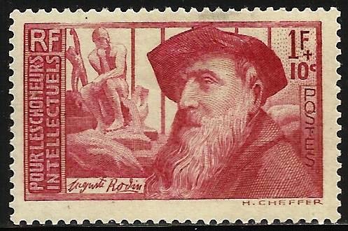 Europe | Auguste Rodin France Postage Stamp Issued 1938 Carmine Europe Carmine