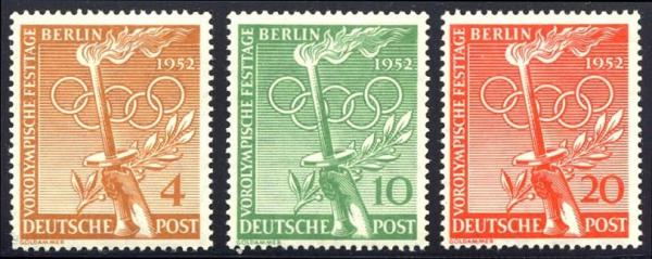 Europe | Olympics Set of Three Berlin Germany Postage Stamps Issued 1952 Europe Europe