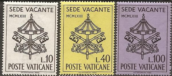 Europe | Sede Vacante Set of Three Vatican City Postage Stamps Issued 1963 Europe Europe