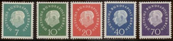 Europe | Theodor Heuss Set of Five Germany Postage Stamps Issued 1959 Europe Europe