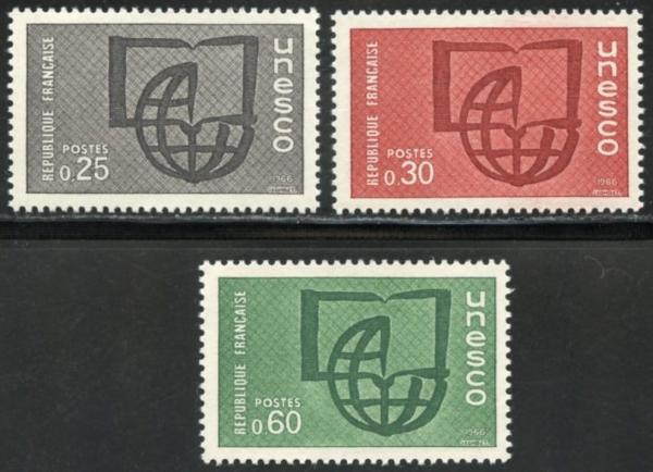 Europe | 1966 UNESCO Set of Three France Postage Stamps Europe Europe