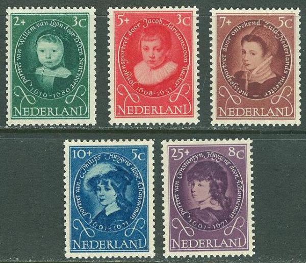 Europe | Children Portraits by Dutch Masters Set of Five Netherlands Postage Stamps Issued 1955 Europe Europe