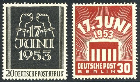 Europe | East Berlin Workers Strike Set of Two West Germany Postage Stamps Issued 1953 Europe Europe