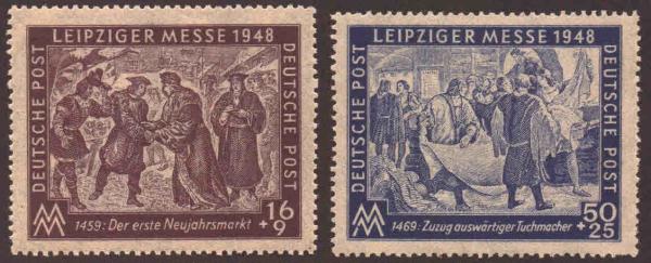 Europe | Leipzig Fair Set of Two Soviet Zone Germany Postage Stamps Issued 1948 Europe Europe